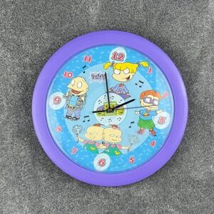Vintage‎ 1998 Rugrats Talking Wall Clock RadioShack Nickelodeon 60-1187 Purple